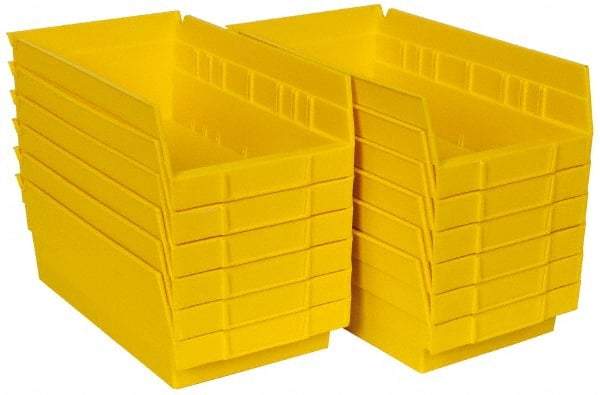Akro-Mils - 11-5/8" Deep, Yellow Hopper Shelf Bin - 4" High x 6-5/8" Wide x 11-5/8" Long - Industrial Tool & Supply