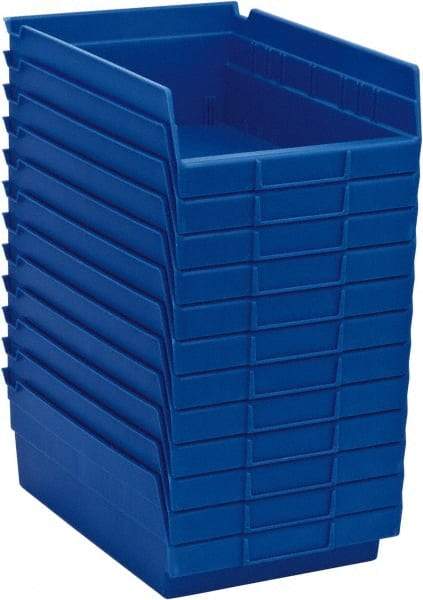 Akro-Mils - 11-5/8" Deep, Blue Hopper Shelf Bin - 4" High x 8-3/8" Wide x 11-5/8" Long - Industrial Tool & Supply