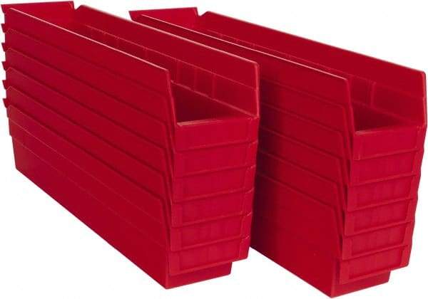 Akro-Mils - 17-7/8" Deep, Red Hopper Shelf Bin - 4" High x 4-1/8" Wide x 17-7/8" Long - Industrial Tool & Supply