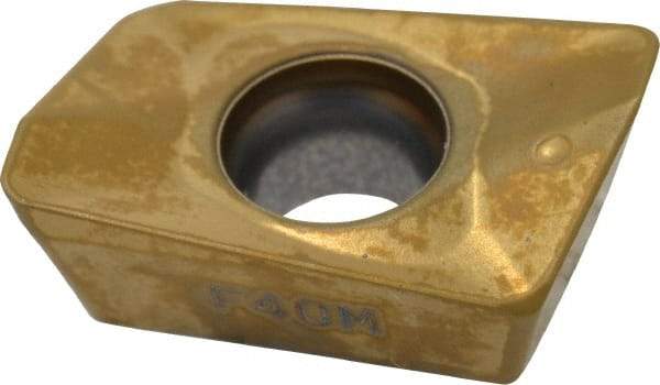 Seco - XOMX120408 M12 Grade F40M Carbide Milling Insert - TiAlN/TiN Finish, 0.157" Thick, 0.031" Corner Radius - Industrial Tool & Supply