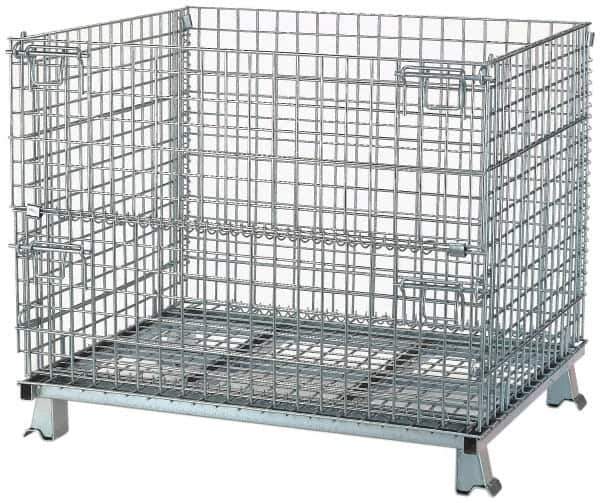 Nashville Wire - 40" Long x 32" Wide x 34-1/2" High Steel Basket-Style Bulk Folding Wire Stackable Container - 4,000 Lb. Load Capacity - Industrial Tool & Supply