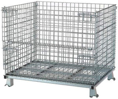Nashville Wire - 40" Long x 32" Wide x 34-1/2" High Steel Basket-Style Bulk Folding Wire Stackable Container - 4,000 Lb. Load Capacity - Industrial Tool & Supply