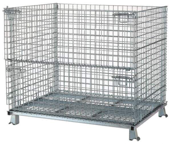 Nashville Wire - 48" Long x 40" Wide x 36" High Steel Basket-Style Bulk Folding Wire Stackable Container - 4,000 Lb. Load Capacity - Industrial Tool & Supply