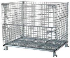 Nashville Wire - 48" Long x 40" Wide x 36" High Steel Basket-Style Bulk Folding Wire Stackable Container - 4,000 Lb. Load Capacity - Industrial Tool & Supply