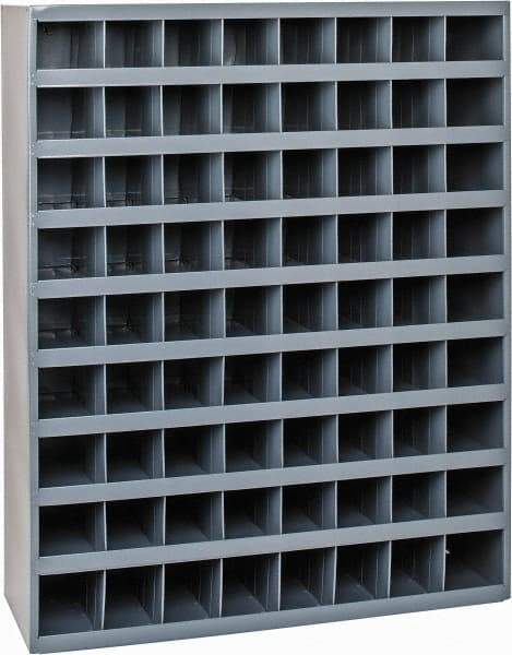 Durham - 72 Bin Bin Shelving Unit with Openings - 33-3/4 Inch Overall Width x 12 Inch Overall Depth x 42 Inch Overall Height, Gray Steel Bins - Industrial Tool & Supply