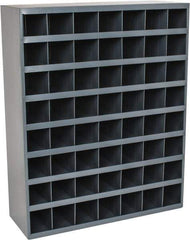 Durham - 56 Bin Bin Shelving Unit with Openings - 33-3/4 Inch Overall Width x 12 Inch Overall Depth x 42 Inch Overall Height, Gray Steel Bins - Industrial Tool & Supply