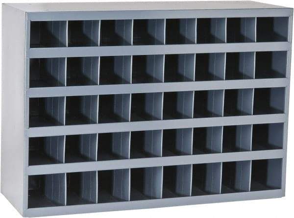 Durham - 40 Bin Bin Shelving Unit with Openings - 33-3/4 Inch Overall Width x 12 Inch Overall Depth x 24 Inch Overall Height, Gray Steel Bins - Industrial Tool & Supply