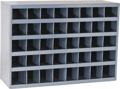 Durham - 40 Bin Bin Shelving Unit with Openings - 33-3/4 Inch Overall Width x 12 Inch Overall Depth x 24 Inch Overall Height, Gray Steel Bins - Industrial Tool & Supply