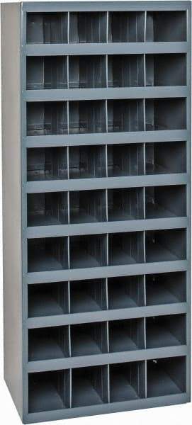 Durham - 36 Bin Bin Shelving Unit with Openings - 17-7/8 Inch Overall Width x 12 Inch Overall Depth x 42 Inch Overall Height, Gray Steel Bins - Industrial Tool & Supply