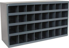 Durham - 32 Bin Bin Shelving Unit with Openings - 33-3/4 Inch Overall Width x 12 Inch Overall Depth x 19-1/4 Inch Overall Height, Gray Steel Bins - Industrial Tool & Supply