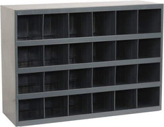 Durham - 24 Bin Bin Shelving Unit with Openings - 33-3/4 Inch Overall Width x 12 Inch Overall Depth x 24 Inch Overall Height, Gray Steel Bins - Industrial Tool & Supply