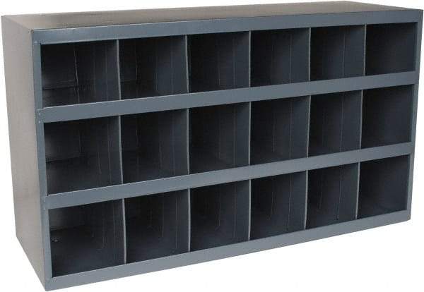Durham - 18 Bin Bin Shelving Unit with Openings - 33-3/4 Inch Overall Width x 12 Inch Overall Depth x 19-1/4 Inch Overall Height, Gray Steel Bins - Industrial Tool & Supply