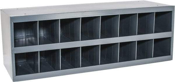 Durham - 16 Bin Bin Shelving Unit with Openings - 33-3/4 Inch Overall Width x 12 Inch Overall Depth x 11-1/2 Inch Overall Height, Gray Steel Bins - Industrial Tool & Supply