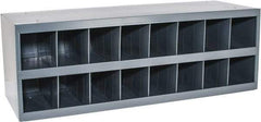 Durham - 16 Bin Bin Shelving Unit with Openings - 33-3/4 Inch Overall Width x 12 Inch Overall Depth x 11-1/2 Inch Overall Height, Gray Steel Bins - Industrial Tool & Supply