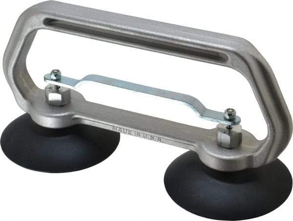 Made in USA - 50 Lb. Capacity Heavy Duty Double Cup Sheet Metal Lifter with Release Trigger - 10 Inch Handle Length and 4 Inch Cup Diameter - Industrial Tool & Supply