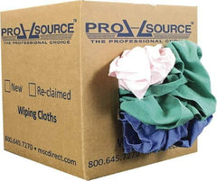 PRO-SOURCE - Reclaimed Poly/Cotton T-Shirt Rags - Assorted Colors, Poly/Cotton, Low Lint, 5 Lbs. at 4 to 6 per Pound, Box - Industrial Tool & Supply