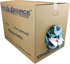 PRO-SOURCE - Reclaimed Poly/Cotton T-Shirt Rags - Assorted Colors, Poly/Cotton, Low Lint, 50 Lbs. at 4 to 6 per Pound, Box - Industrial Tool & Supply