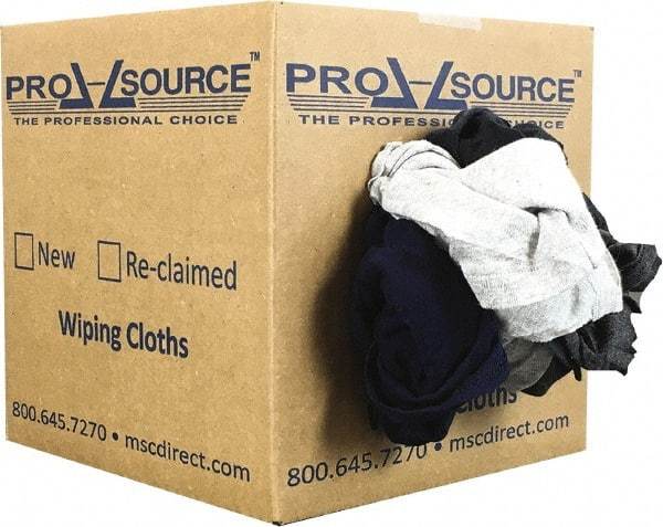 PRO-SOURCE - Reclaimed Poly/Cotton T-Shirt Rags - Assorted Colors, Polo, Low Lint, 5 Lbs. at 3 to 4 per Pound, Box - Industrial Tool & Supply