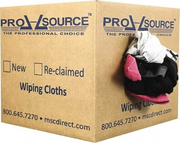 PRO-SOURCE - Reclaimed Cotton T-Shirt Rags - Assorted Colors, Polo, Low Lint, 10 Lbs. at 3 to 4 per Pound, Box - Industrial Tool & Supply