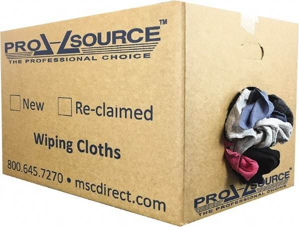 PRO-SOURCE - Reclaimed Cotton T-Shirt Rags - Assorted Colors, Polo, Low Lint, 25 Lbs. at 3 to 4 per Pound, Box - Industrial Tool & Supply