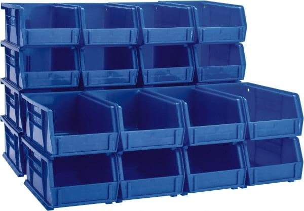 Akro-Mils - 10 Lb. Load Capacity, 7-3/8" Deep, Blue Polymer Hopper Stacking Bin - 3" High x 4-1/8" Wide x 7-3/8" Long - Industrial Tool & Supply