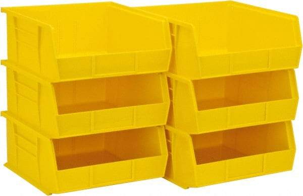 Akro-Mils - 50 Lb. Load Capacity, 10-7/8" Deep, Yellow Polymer Hopper Stacking Bin - 5" High x 11" Wide x 10-7/8" Long - Industrial Tool & Supply