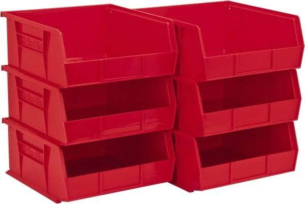 Akro-Mils - 50 Lb. Load Capacity, 10-7/8" Deep, Red Polymer Hopper Stacking Bin - 5" High x 11" Wide x 10-7/8" Long - Industrial Tool & Supply