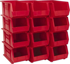 Akro-Mils - 60 Lb. Load Capacity, 14-3/4" Deep, Red Polymer Hopper Stacking Bin - 7" High x 8-1/4" Wide x 14-3/4" Long - Industrial Tool & Supply