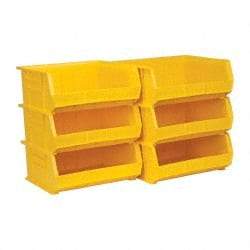 Akro-Mils - 75 Lb. Load Capacity, 14-3/4" Deep, Yellow Polymer Hopper Stacking Bin - 7" High x 16-1/2" Wide x 14-3/4" Long - Industrial Tool & Supply