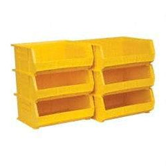 Akro-Mils - 75 Lb. Load Capacity, 14-3/4" Deep, Yellow Polymer Hopper Stacking Bin - 7" High x 16-1/2" Wide x 14-3/4" Long - Industrial Tool & Supply