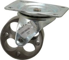 Albion - 4" Diam x 1-1/2" Wide x 5" OAH Top Plate Mount Swivel Caster - Cast Iron, 450 Lb Capacity, Plain Bearing, 4 x 5-1/8" Plate - Industrial Tool & Supply