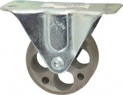 Albion - 3" Diam x 1-3/16" Wide x 3-13/16" OAH Top Plate Mount Rigid Caster - Cast Iron, 300 Lb Capacity, Plain Bearing, 2-1/2 x 4-15/16" Plate - Industrial Tool & Supply