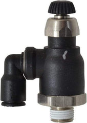 Legris - 1/4" Tube OD x 1/8" Male NPT Compact Swivel Outlet Flow Control Regulator - 0 to 145 psi & Nylon Material - Industrial Tool & Supply