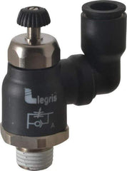 Legris - 3/8" Tube OD x 1/4" Male NPT Compact Swivel Outlet Flow Control Regulator - 0 to 145 psi & Nylon Material - Industrial Tool & Supply