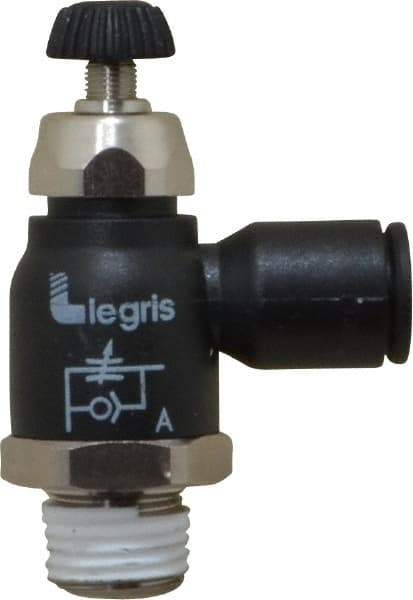 Legris - 8mm Tube OD x 1/4 Male BSPT Compact Meter Out Flow Control Valve - 14.5 to 145 psi, Nylon - Industrial Tool & Supply
