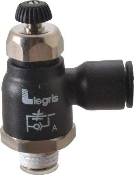 Legris - 10mm Tube OD x 1/4 Male BSPT Compact Meter Out Flow Control Valve - 14.5 to 145 psi, Nylon - Industrial Tool & Supply