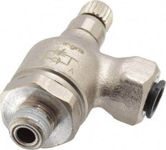Legris - 1/4" Tube OD x 1/8" NPT Metal Flow Control Regulator - 0 to 145 psi & Treated Brass Material - Industrial Tool & Supply