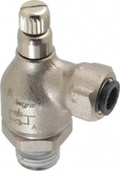 Legris - 1/4" Tube OD x 1/4" NPT Metal Flow Control Regulator - 0 to 145 psi & Treated Brass Material - Industrial Tool & Supply