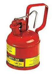 Justrite - 1 Qt Steel Type I Safety Can - 8-1/4" High x 4-3/8" Diam, Red - Industrial Tool & Supply