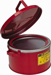 Justrite - 2 Gallon Capacity, Coated Steel, Red Bench Can - 5-7/8 Inch High x 11-1/2 Inch Diameter, 9-3/4 Inch Dasher Diameter - Industrial Tool & Supply
