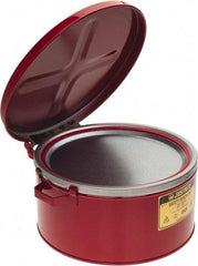 Justrite - 3 Gallon Capacity, Coated Steel, Red Bench Can - 6 Inch High x 13-1/2 Inch Diameter, 12-1/8 Inch Dasher Diameter - Industrial Tool & Supply