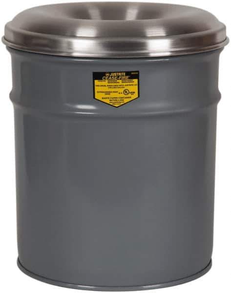 Justrite - 30 Gallon Fire Resistant Steel Drum - 19-1/4 Inch Outside Diameter, 29 Inch High, UL Standards - Industrial Tool & Supply