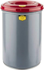 Justrite - 12 Gallon Complete Unit Fire Resistant Steel Drum and Head - 14-1/2 Inch Outside Diameter, 5-1/4 Inch Opening Diameter, 21 Inch High, FM and UL Standards - Industrial Tool & Supply