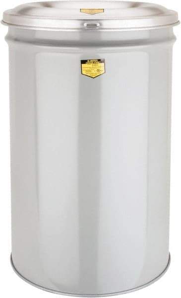 Justrite - 30 Gallon Complete Unit Fire Resistant Steel Drum and Aluminum Head - 19-7/8 Inch Outside Diameter, 7 Inch Opening Diameter, 29-3/4 Inch High, FM and UL Standards - Industrial Tool & Supply
