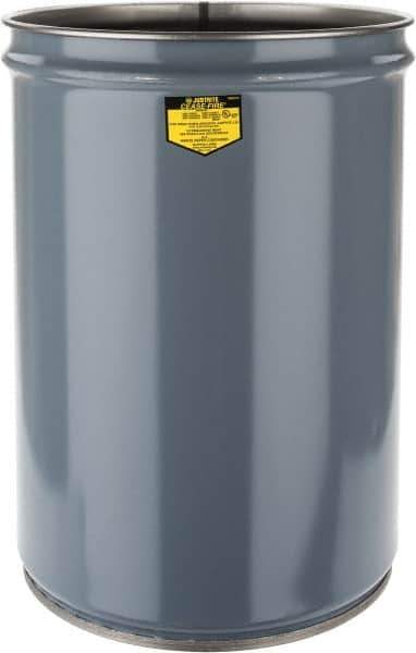 Justrite - 12 Gallon Fire Resistant Steel Drum - 14-1/2 Inch Outside Diameter, 20-1/4 Inch High, UL Standards - Industrial Tool & Supply