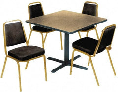Made in USA - Stationary 36" Square Pedestal Tables - 1-1/4" Thick, Iron - Industrial Tool & Supply