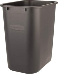 Rubbermaid - 28 Qt Black Rectangle Trash Can - Polyethylene, 15" High x 14-3/8" Long x 10-1/4" Wide - Industrial Tool & Supply