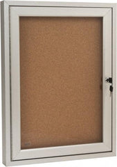 Ghent - 18" Wide x 24" High Enclosed Cork Bulletin Board - Tan - Industrial Tool & Supply