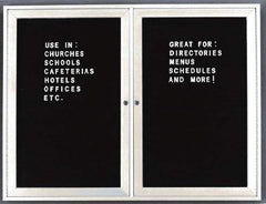 Ghent - 2 Door, 48 Inch Wide x 36 Inch High, Acrylic Enclosed Letter Board - Black - Industrial Tool & Supply