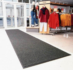 Notrax - 5 Ft. Long x 3 Ft. Wide, Blended Yarn Surface, Ribbed Entrance Matting - 3/8 Inch Thick, Indoor, Heavy Traffic, Vinyl, Charcoal, 4 Edged Side, Series 117 - Industrial Tool & Supply